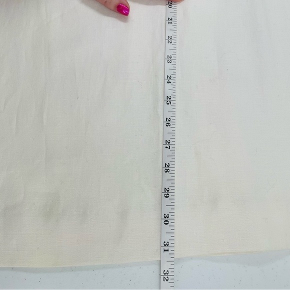 NWT Vintage Casual Corner 100% Linen Eggshell Zip Button Kick Pleat Midi Skirt - Picture 8 of 8